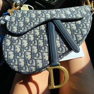 Christian Dior Saddle Handbag Oblique Canvas Medium